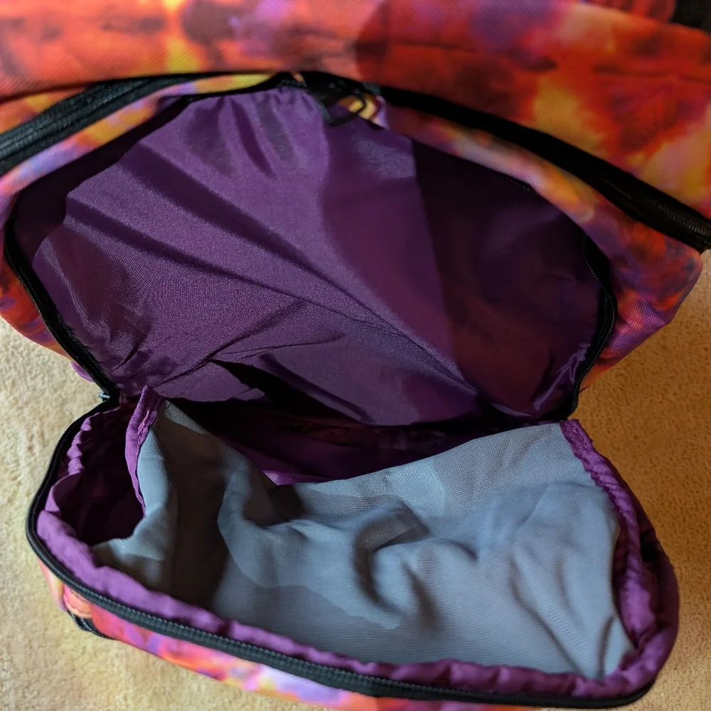🎒 Roxy Shadow Swell Printed Vibrant Tie-Dye Backpack NWOT - Picture 9 of 12